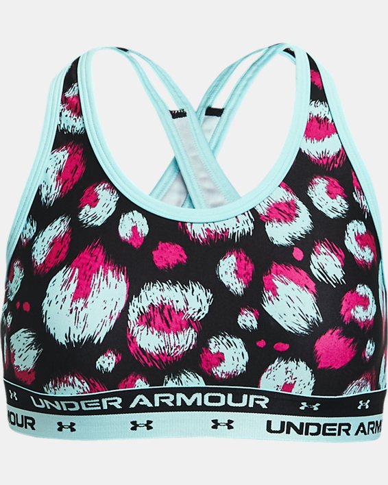 Girls' UA Crossback Printed Sports Bra, Black, pdpMainDesktop image number 0
